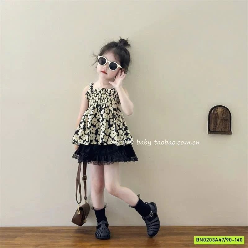 ÁO HOA 2 DÂY MIX CV ĐEN