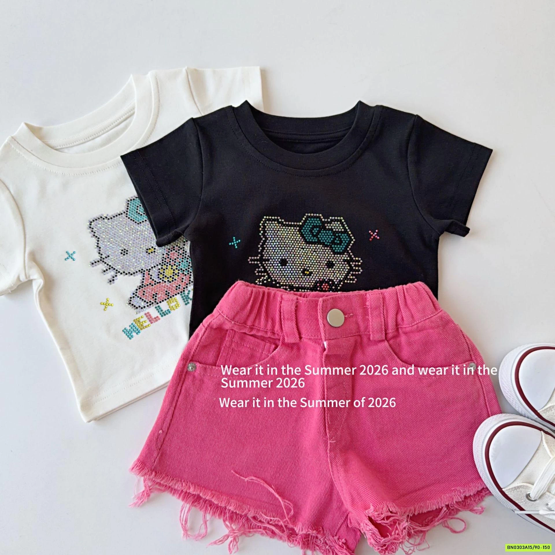 ÁO THUN ĐÍNH ĐÁ KITTY T&Q KIDS