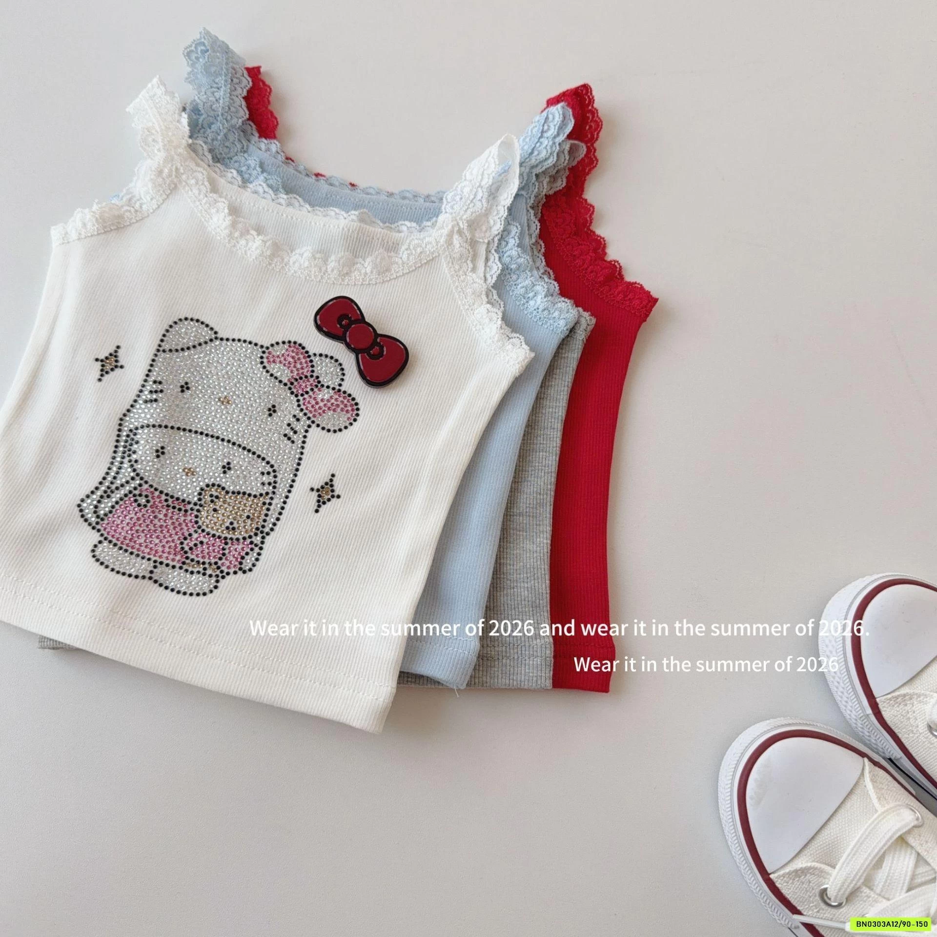 ÁO 2 DÂY KITTY MIX CV CARO T&Q KIDS