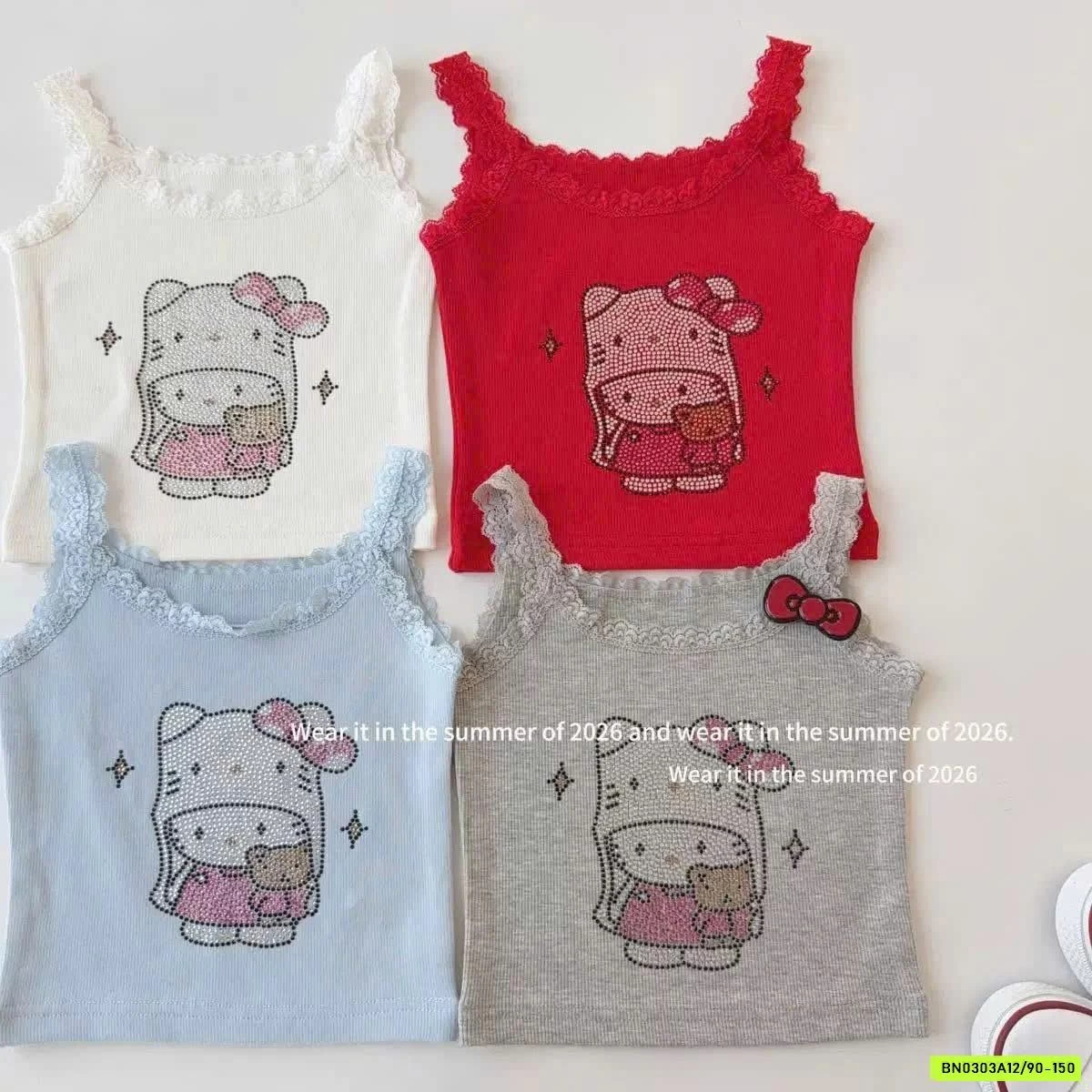 ÁO 2 DÂY KITTY MIX CV CARO T&Q KIDS