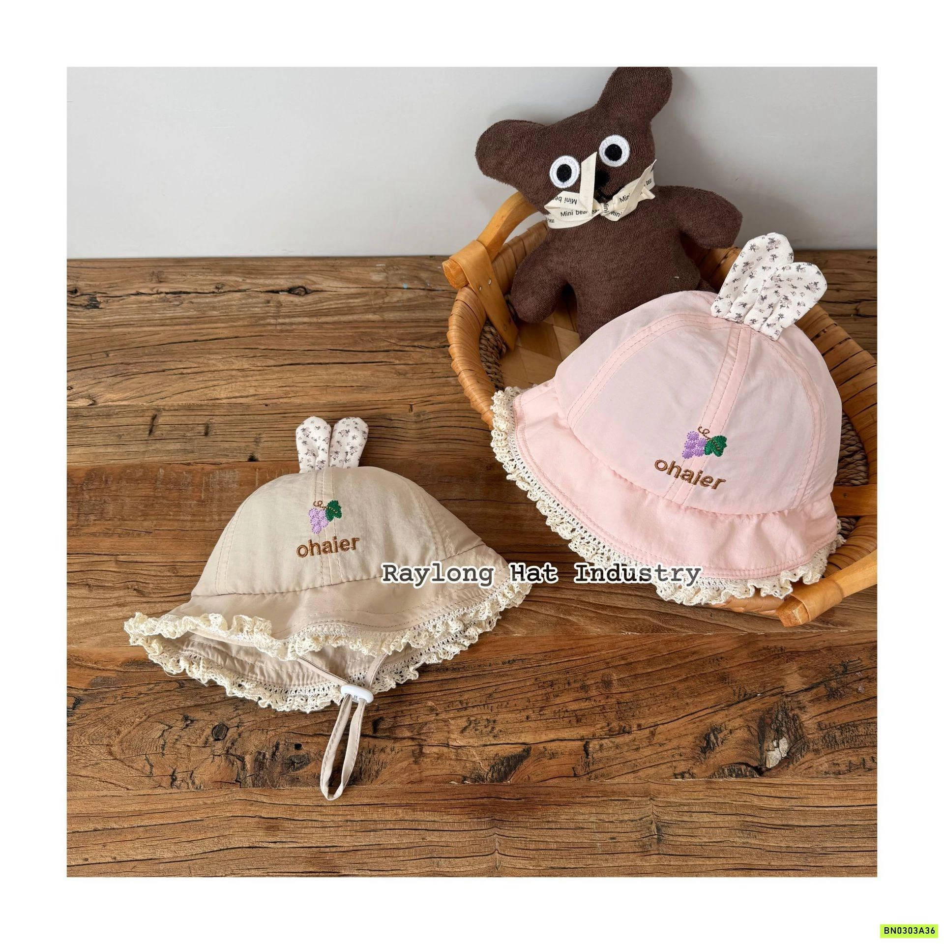 MŨ BÈO TAI THỎ VIỀN REN DỄ THƯƠNG