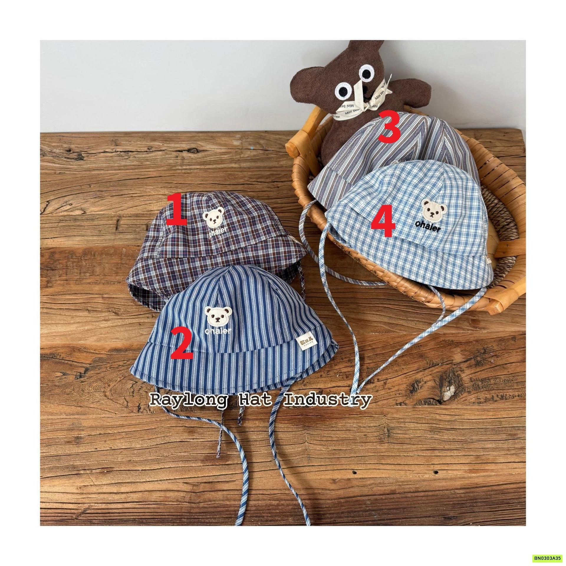 MŨ BÈO THÊU GẤU NHÍ