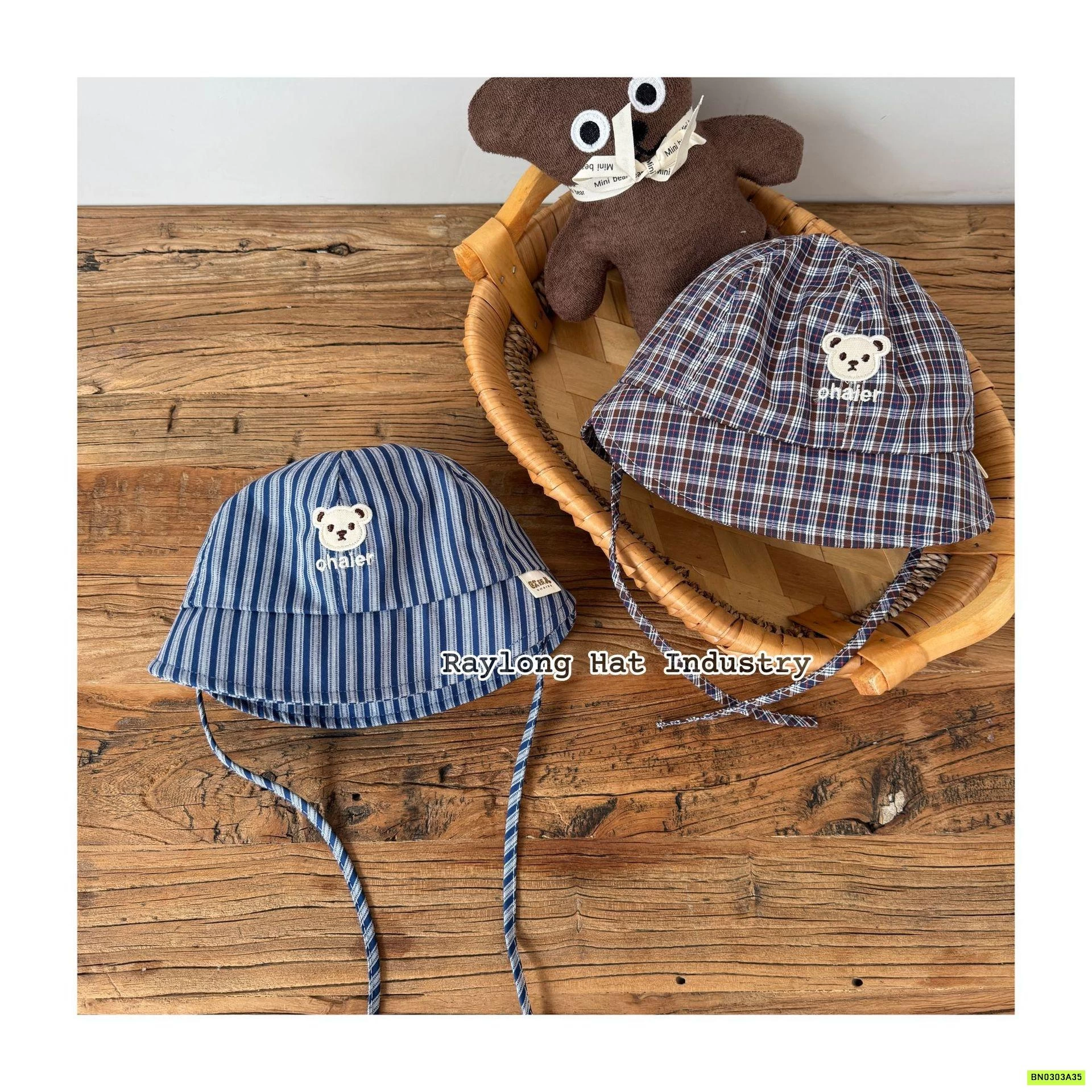 MŨ BÈO THÊU GẤU NHÍ