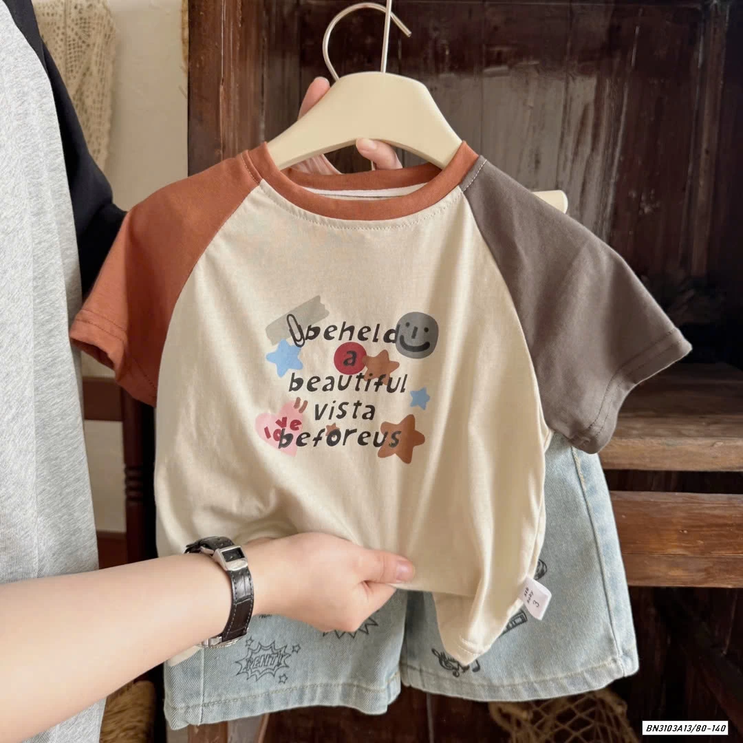 ÁO THUN HÌNH PHỐI MÀU TAY