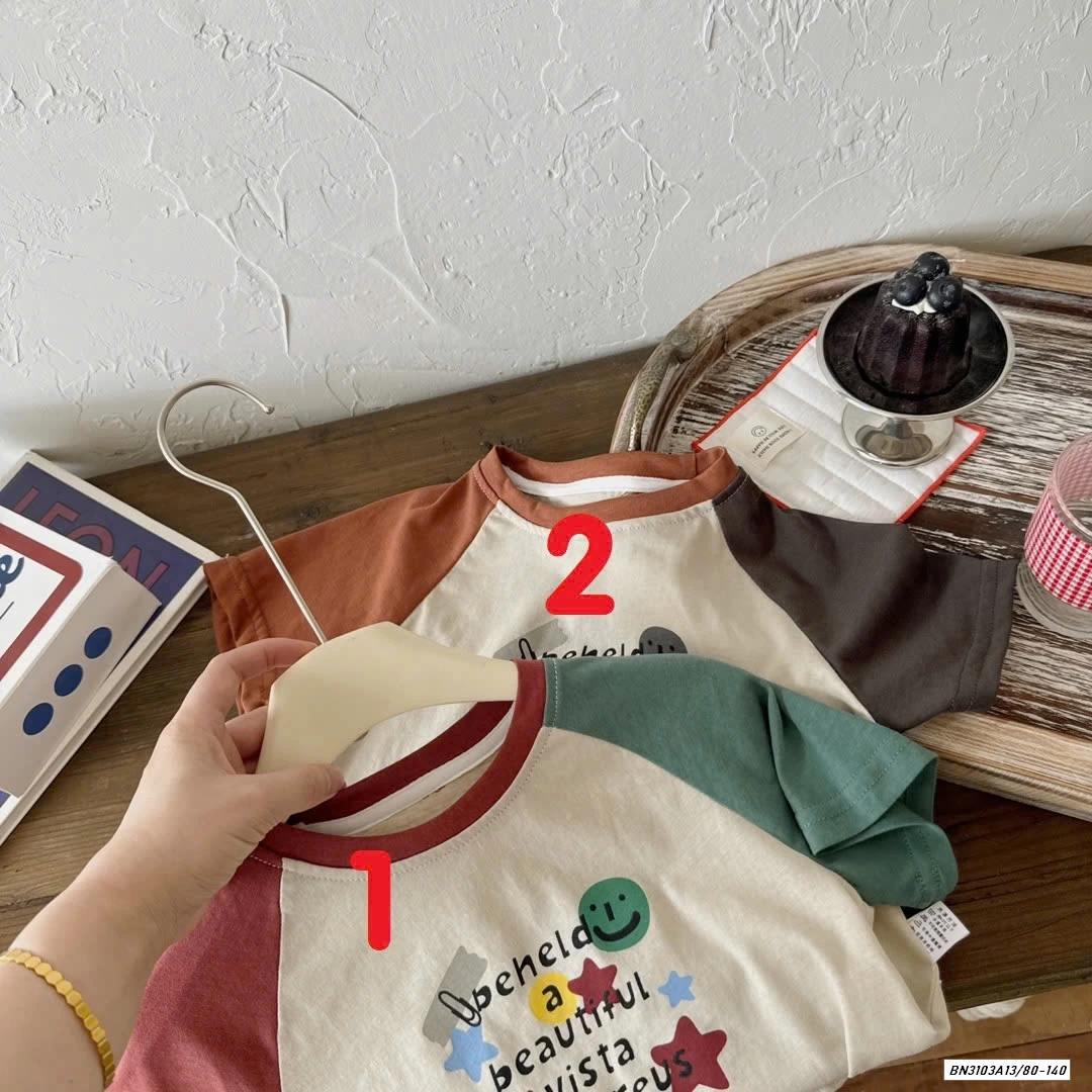 ÁO THUN HÌNH PHỐI MÀU TAY