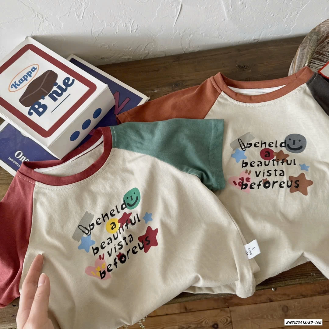 ÁO THUN HÌNH PHỐI MÀU TAY