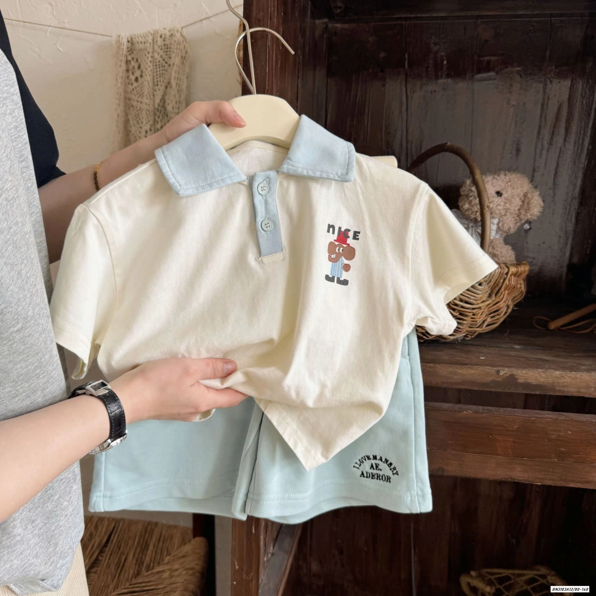 SÉT BỘ CỘC POLO PHỐI CỔ XANH