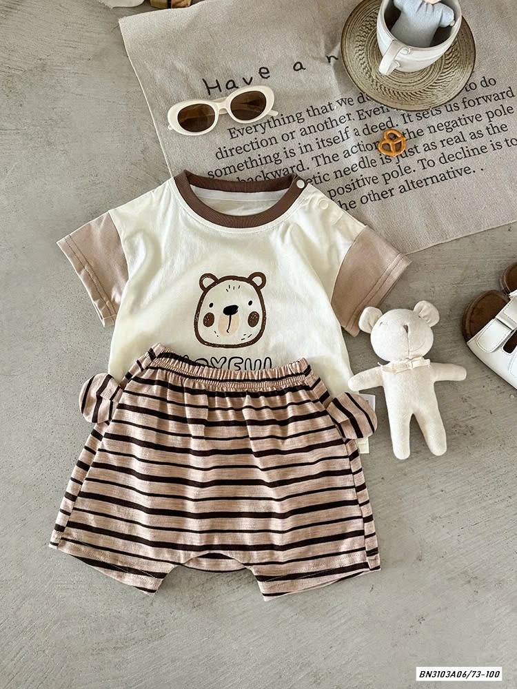 STES BỘ NÂU QUẦN KẺ SZ NHÍ