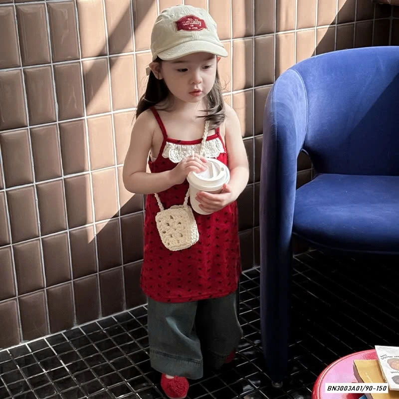 SÉT VÁY ĐỎ QUÀN JEANS SUÔNG