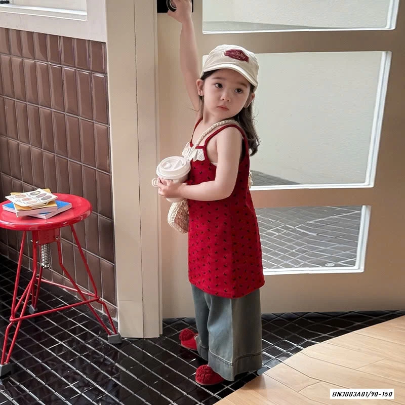 SÉT VÁY ĐỎ QUÀN JEANS SUÔNG