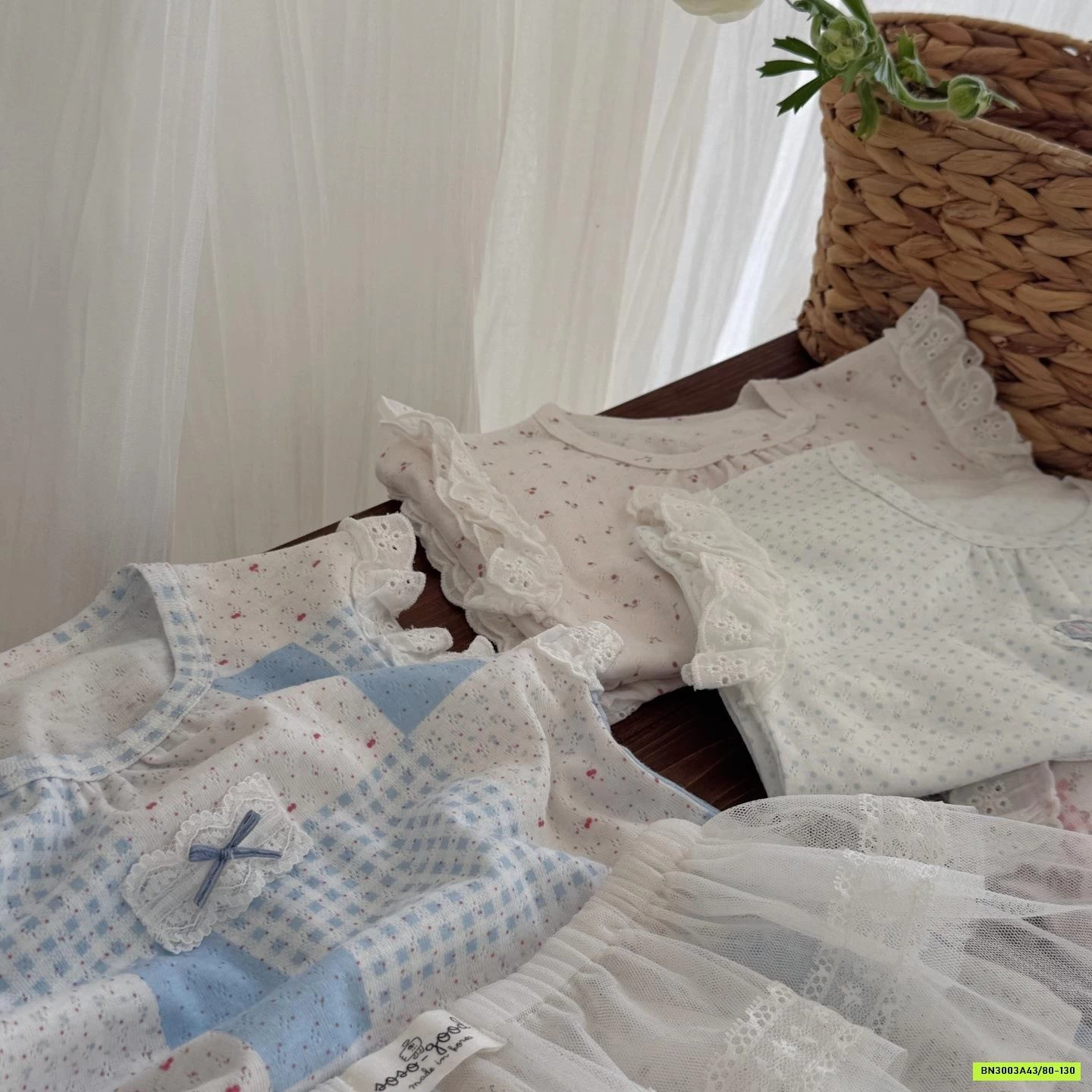 BỘ COTTON GIẤY QUẦN LỠ VIỀN REN HONEY