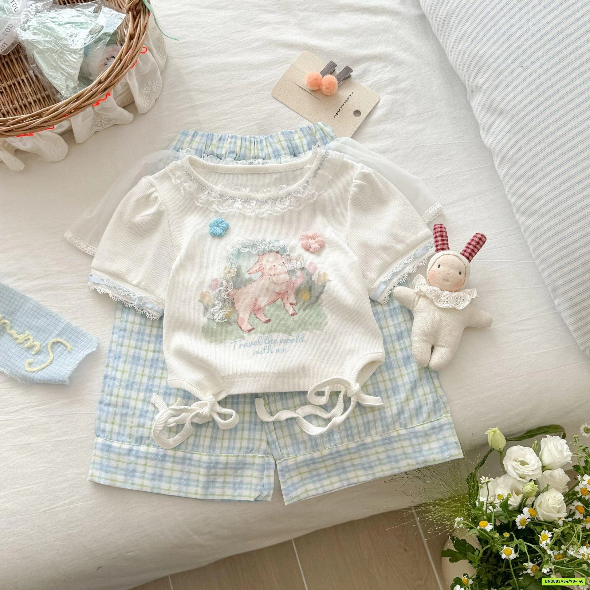 SÉT ÁO THỎ RÚT EO MIX QUẦN CARO