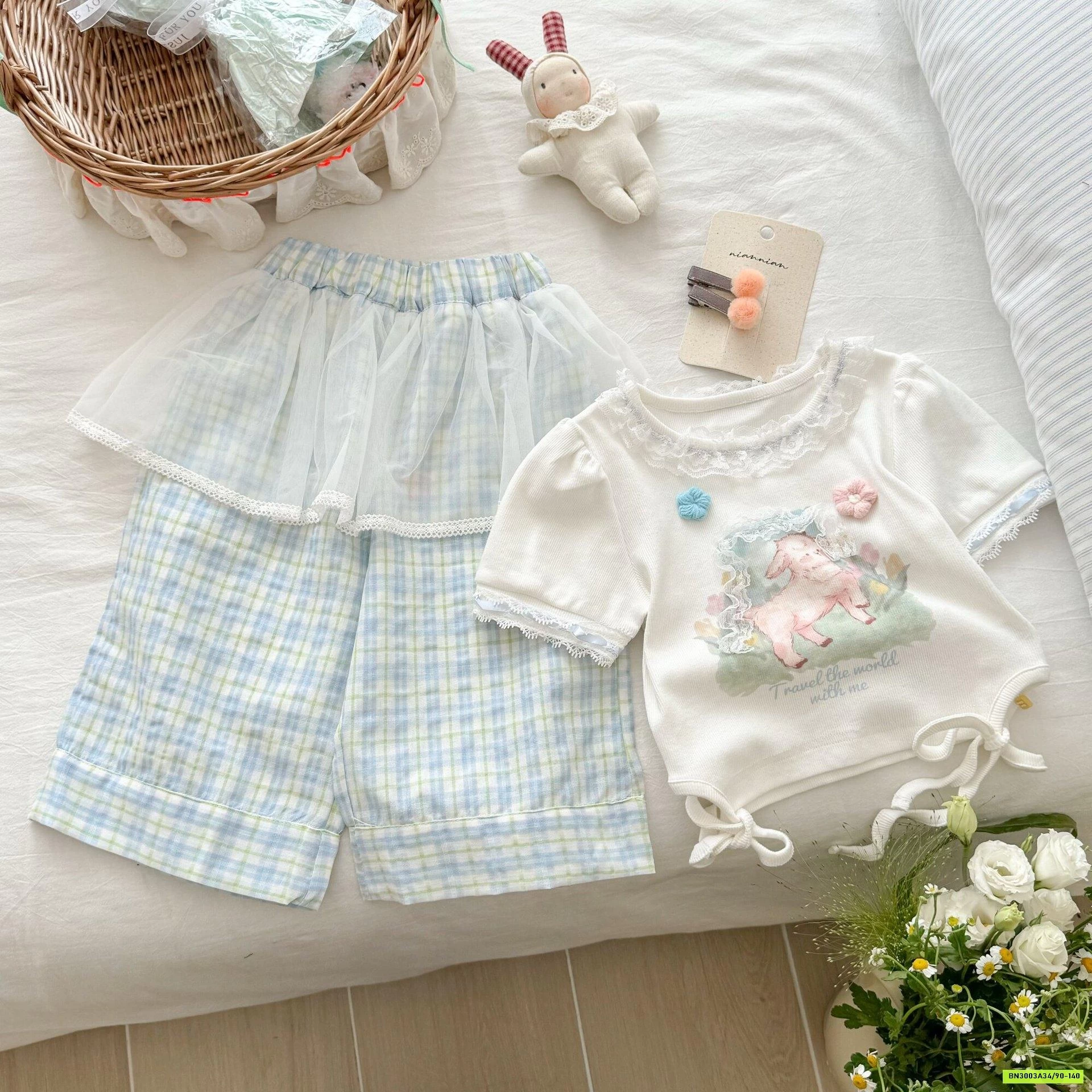 SÉT ÁO THỎ RÚT EO MIX QUẦN CARO