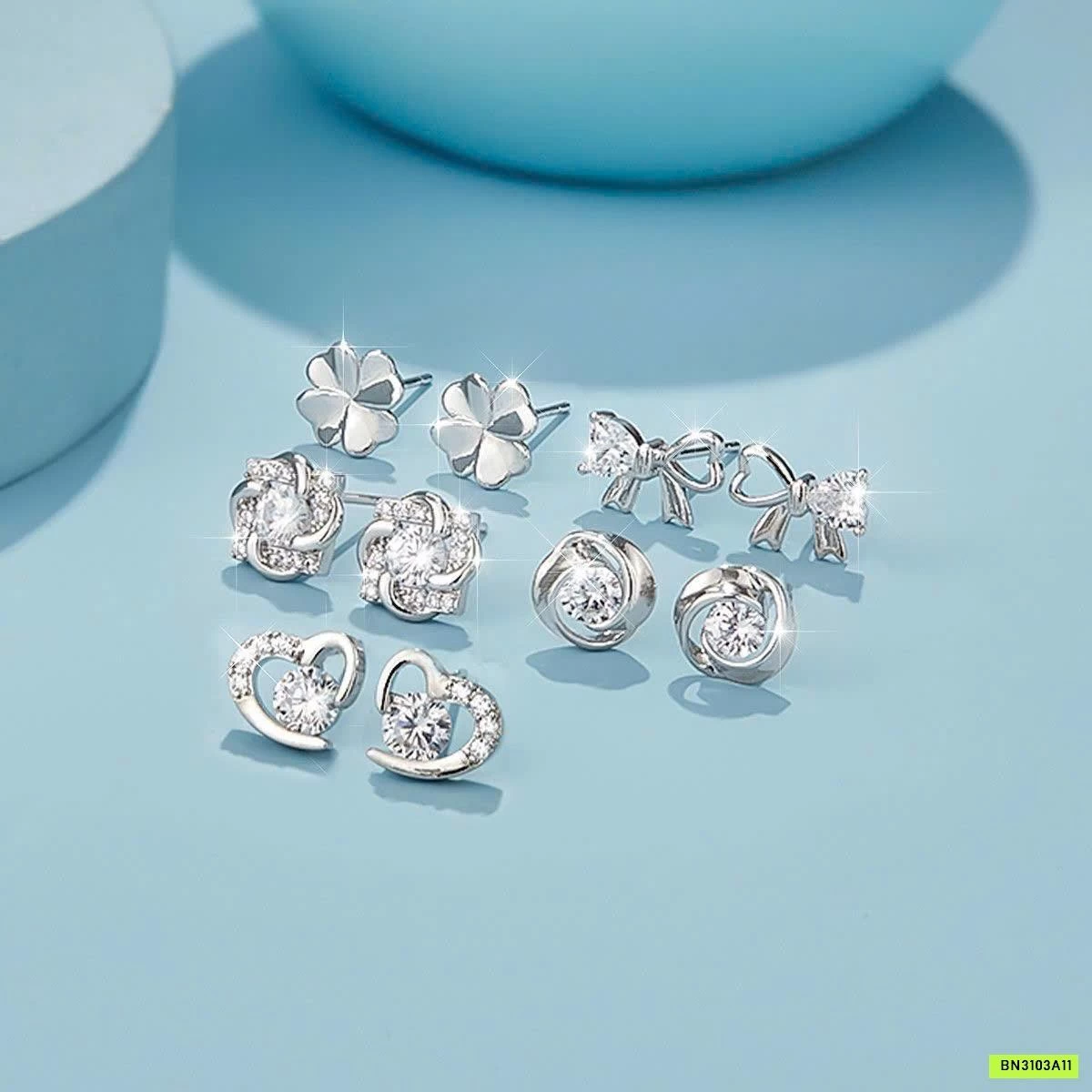 SET 5 ĐÔI HOA TAI BẠC AGOVSKI