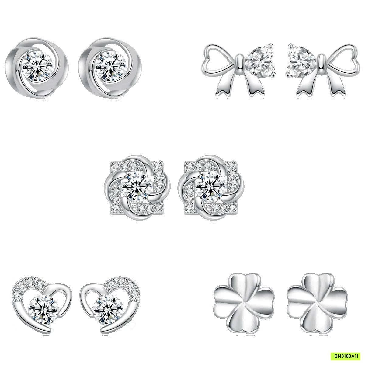 SET 5 ĐÔI HOA TAI BẠC AGOVSKI