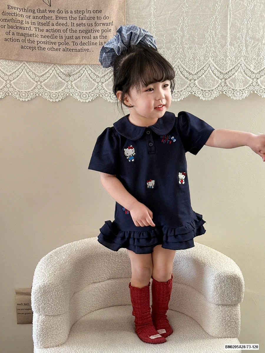 ĐẦM ĐUÔI CÁ THÊU KITTY CỔ SEN