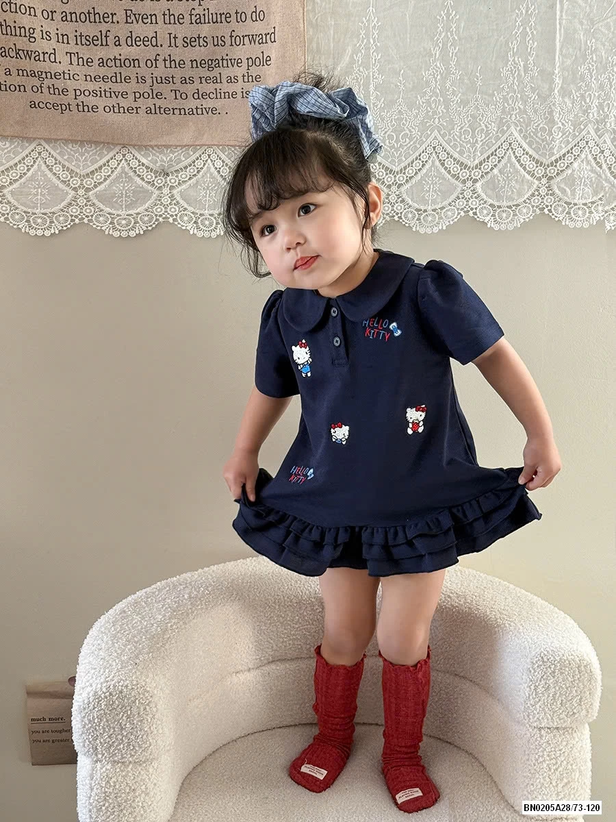 ĐẦM ĐUÔI CÁ THÊU KITTY CỔ SEN