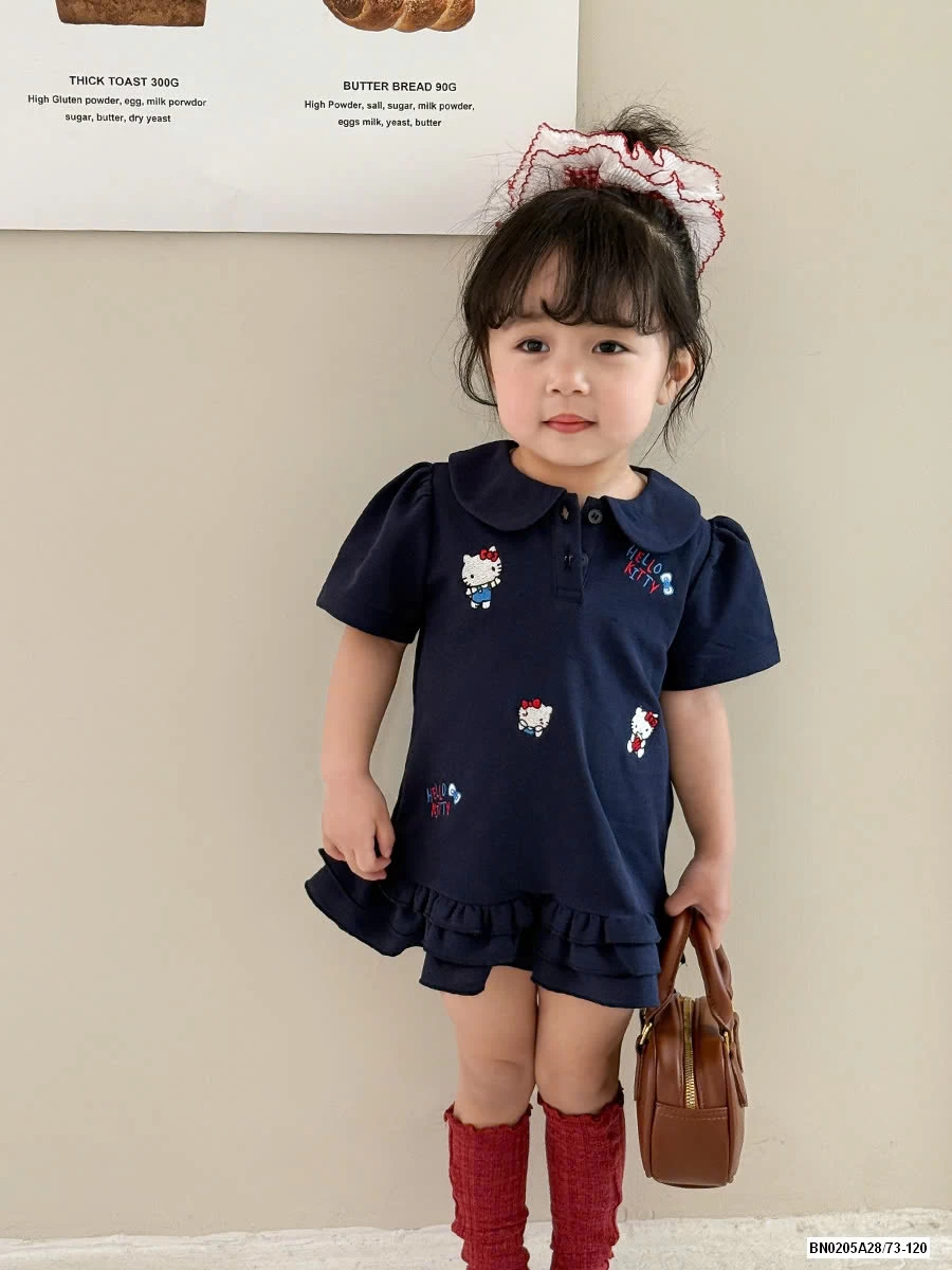 ĐẦM ĐUÔI CÁ THÊU KITTY CỔ SEN