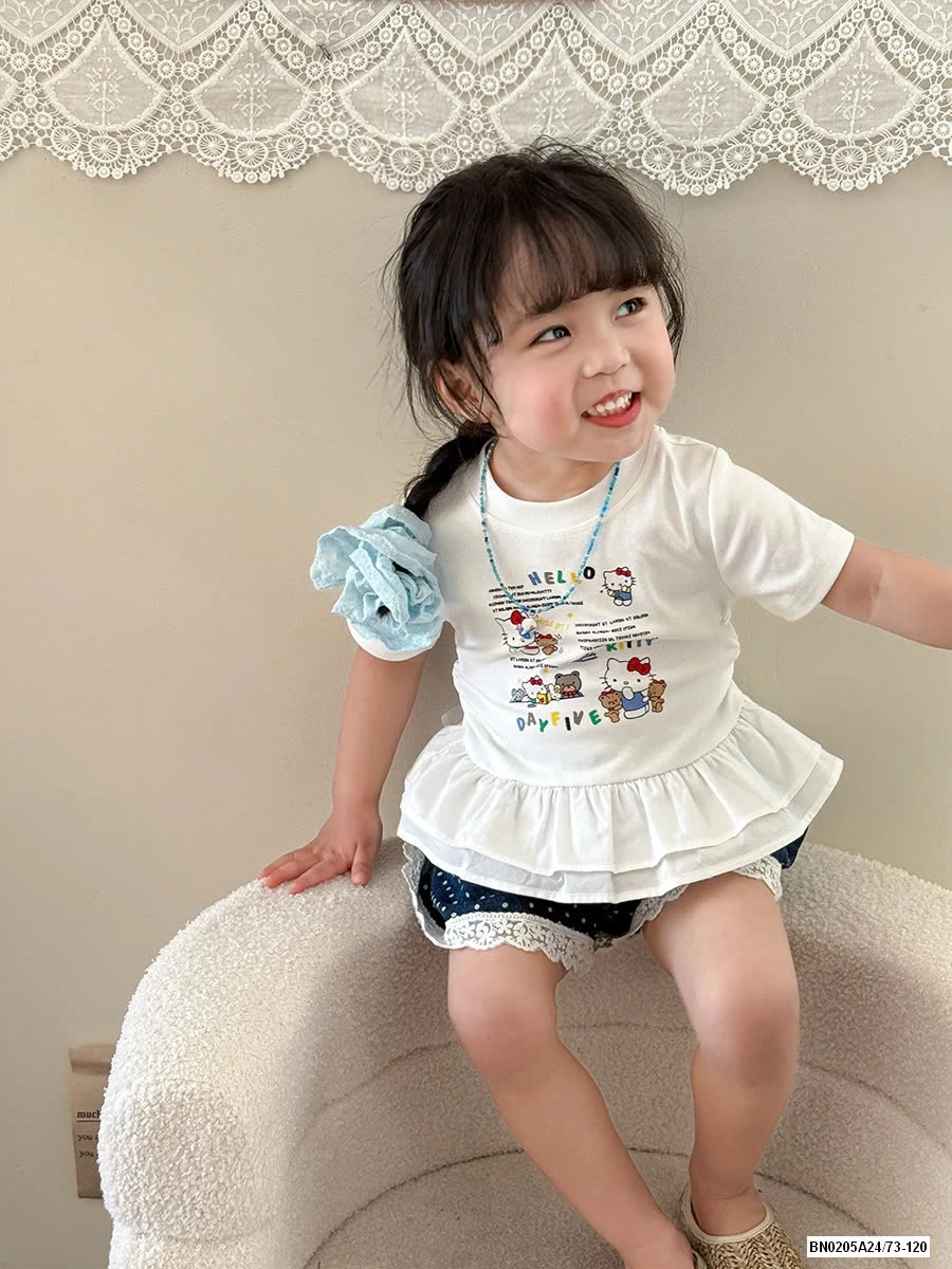 ÁO KITTY VIỀN BÈO MIX SHORT JEANS