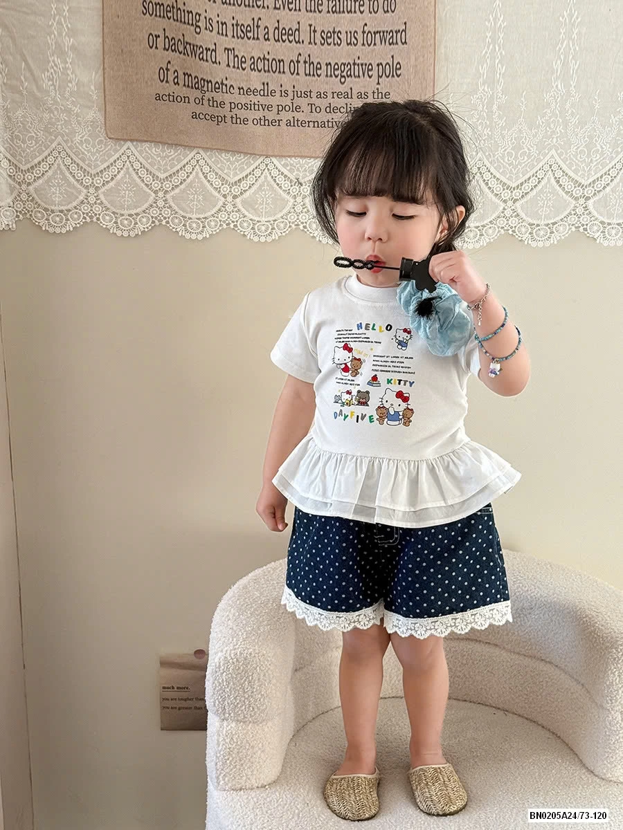 ÁO KITTY VIỀN BÈO MIX SHORT JEANS