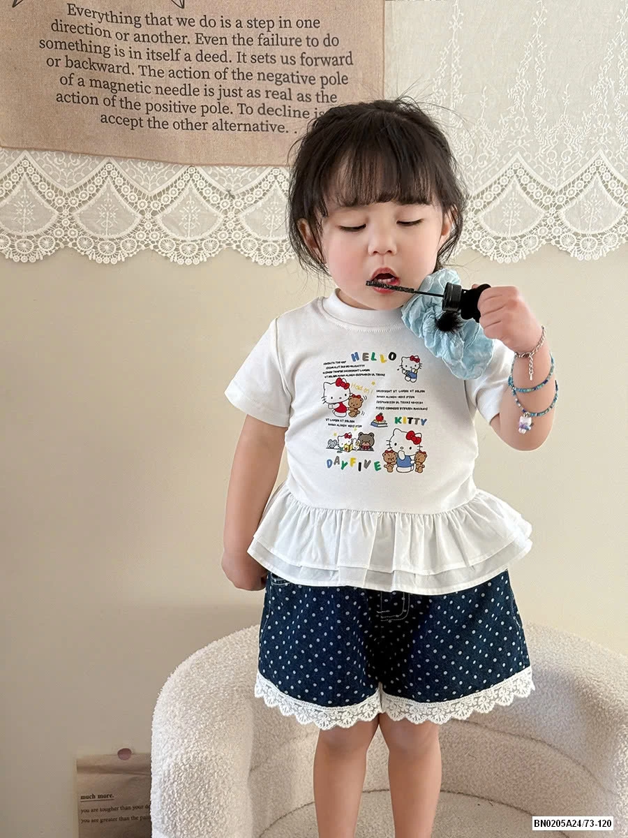 ÁO KITTY VIỀN BÈO MIX SHORT JEANS