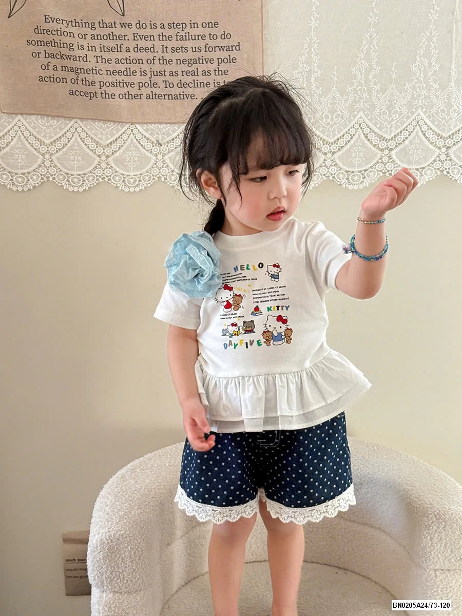 ÁO KITTY VIỀN BÈO MIX SHORT JEANS