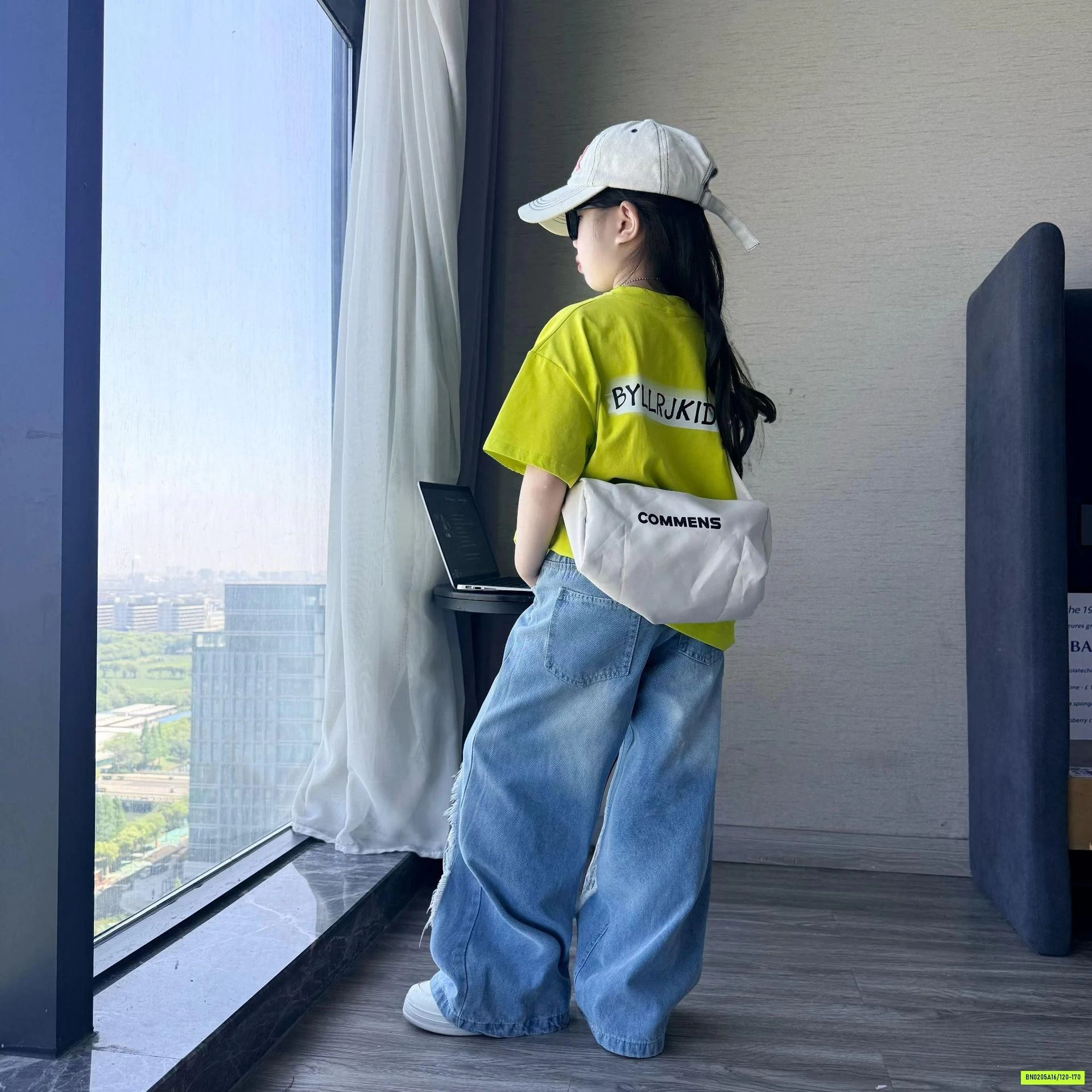 ÁO XANH CHUỐI MIX JEANS PHỐI REN