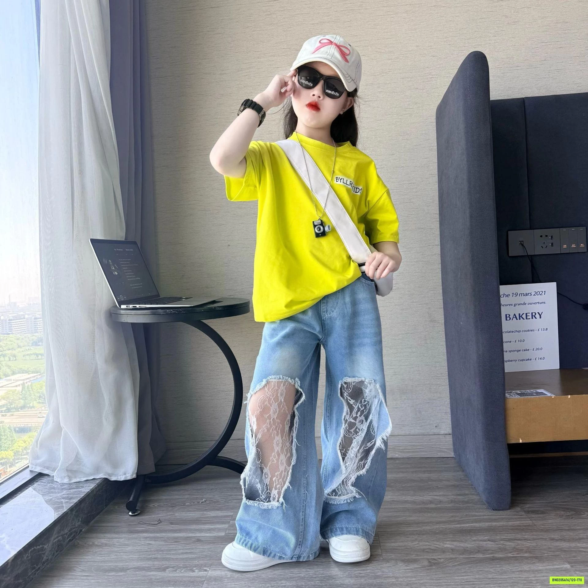 ÁO XANH CHUỐI MIX JEANS PHỐI REN