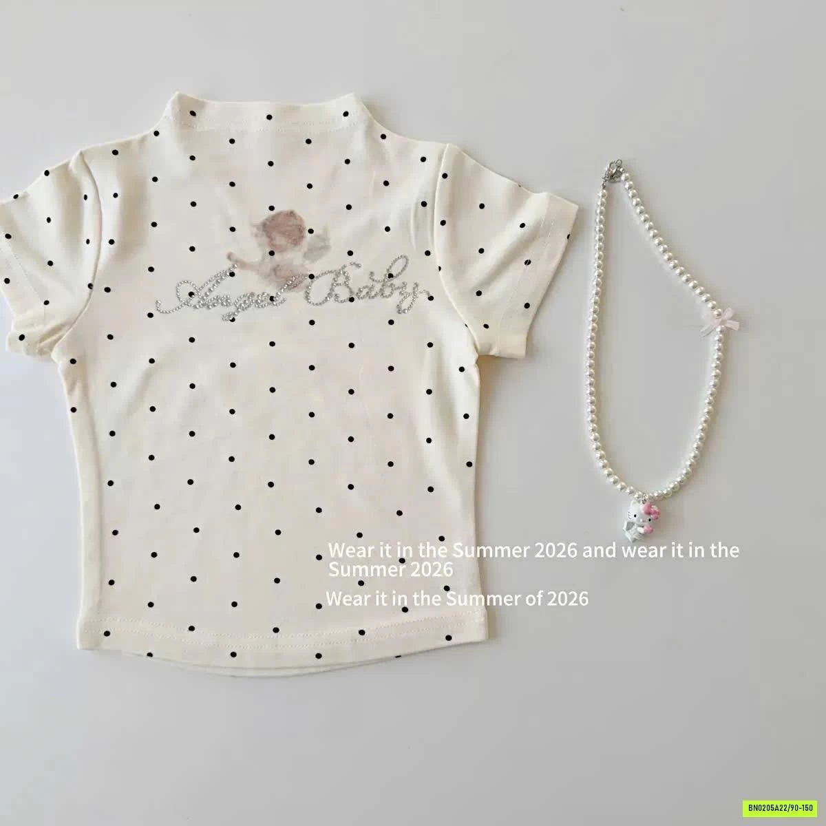 ÁO CHẤM BI MIX SHORT JEANS T&QKIDS