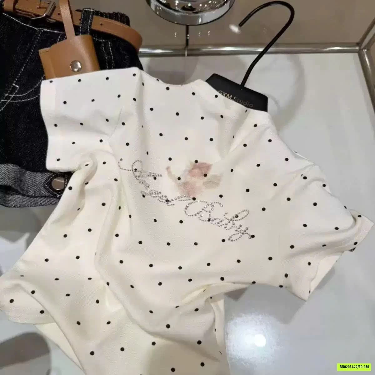 ÁO CHẤM BI MIX SHORT JEANS T&QKIDS