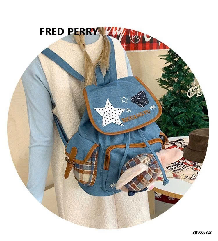 BALO VẢI DENIM CÁO HỒNG