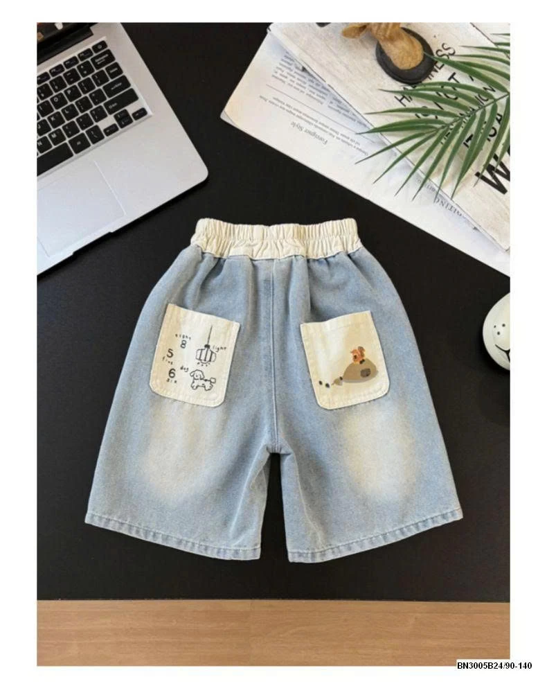 QUẦN SHORT JEAN TÚI IN HÌNH CON SÓC