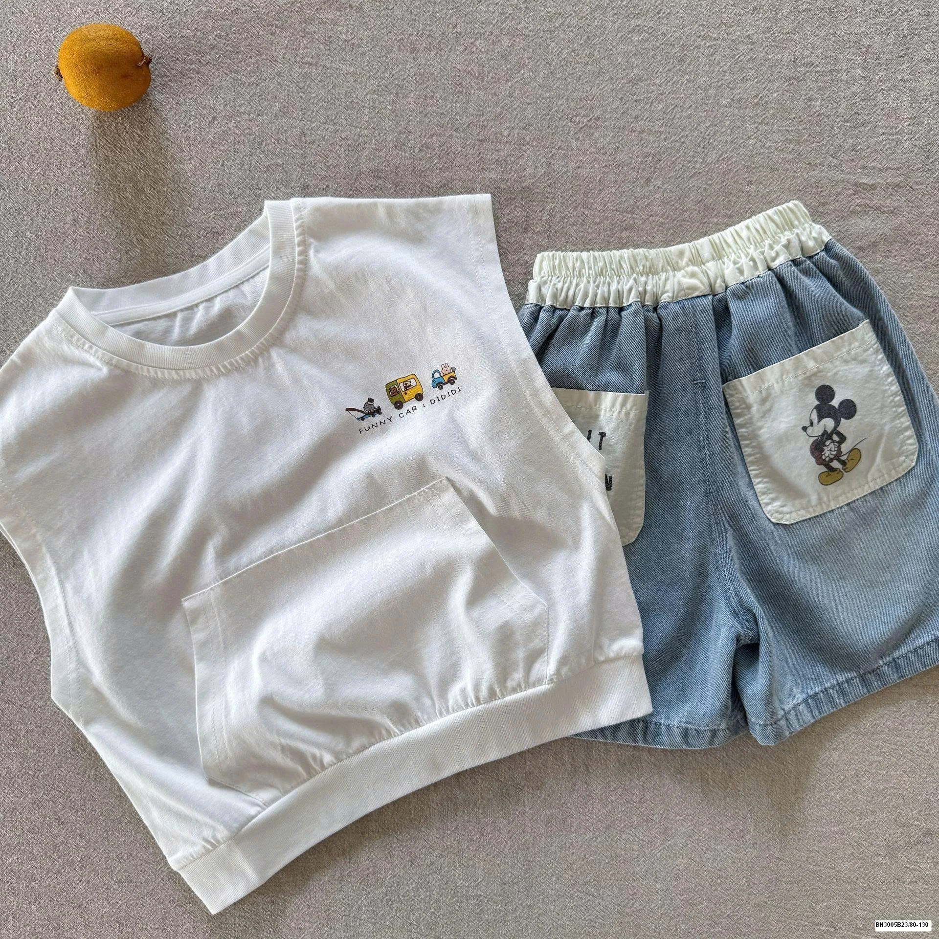 SET ÁO THUN SÁT NÁCH MIX QUẦN SHORT JEAN BÉ TRAI