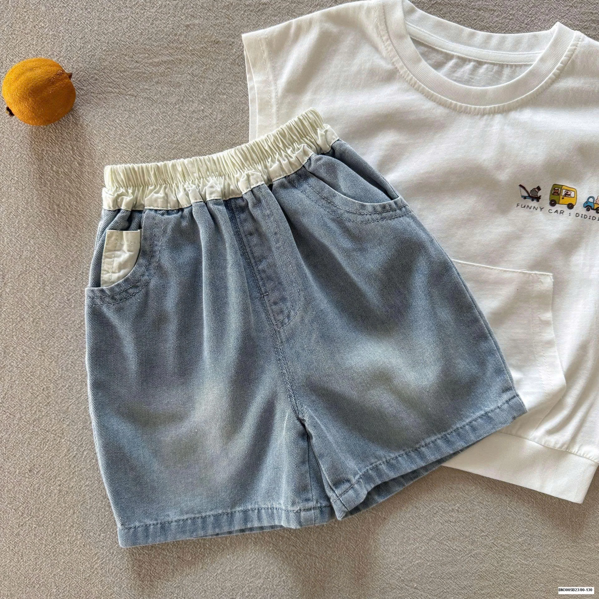 SET ÁO THUN SÁT NÁCH MIX QUẦN SHORT JEAN BÉ TRAI