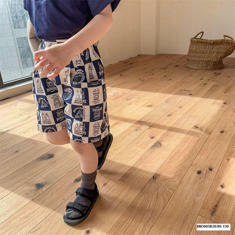 QUẦN SHORT CARO IN HÌNH ĐỒ ĂN NHANH