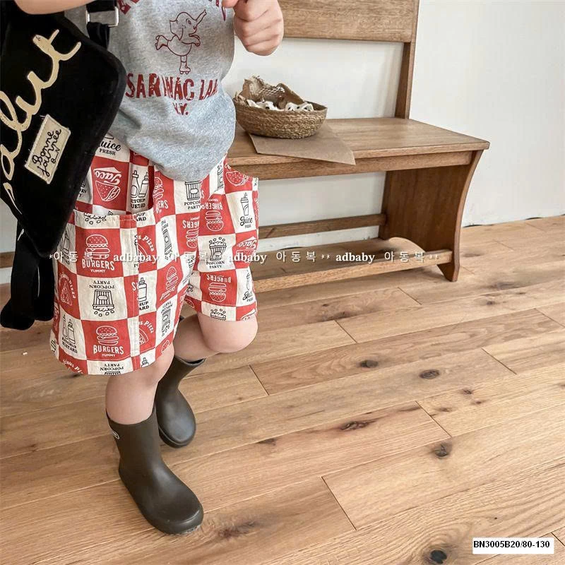 QUẦN SHORT CARO IN HÌNH ĐỒ ĂN NHANH