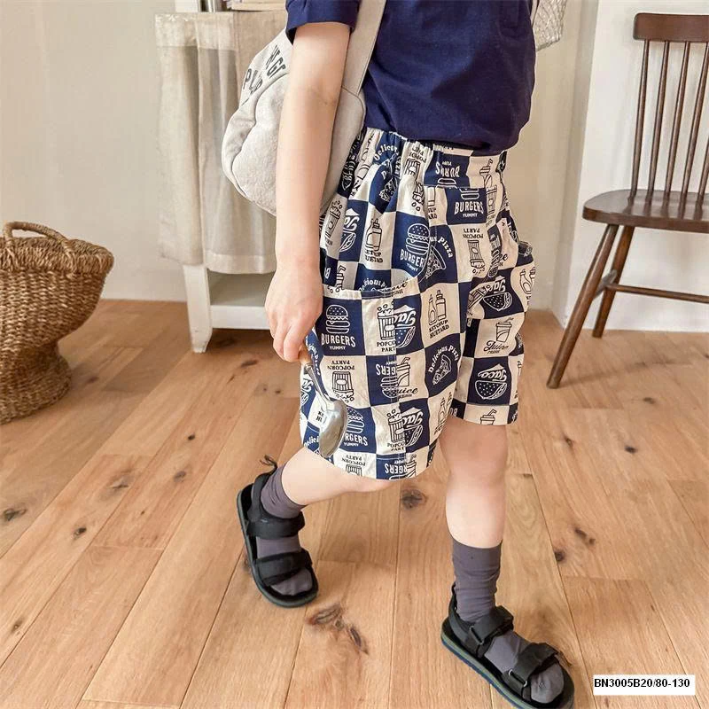 QUẦN SHORT CARO IN HÌNH ĐỒ ĂN NHANH