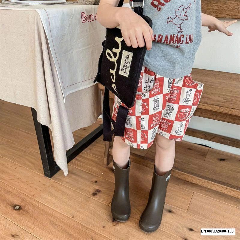 QUẦN SHORT CARO IN HÌNH ĐỒ ĂN NHANH