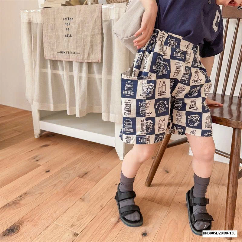 QUẦN SHORT CARO IN HÌNH ĐỒ ĂN NHANH