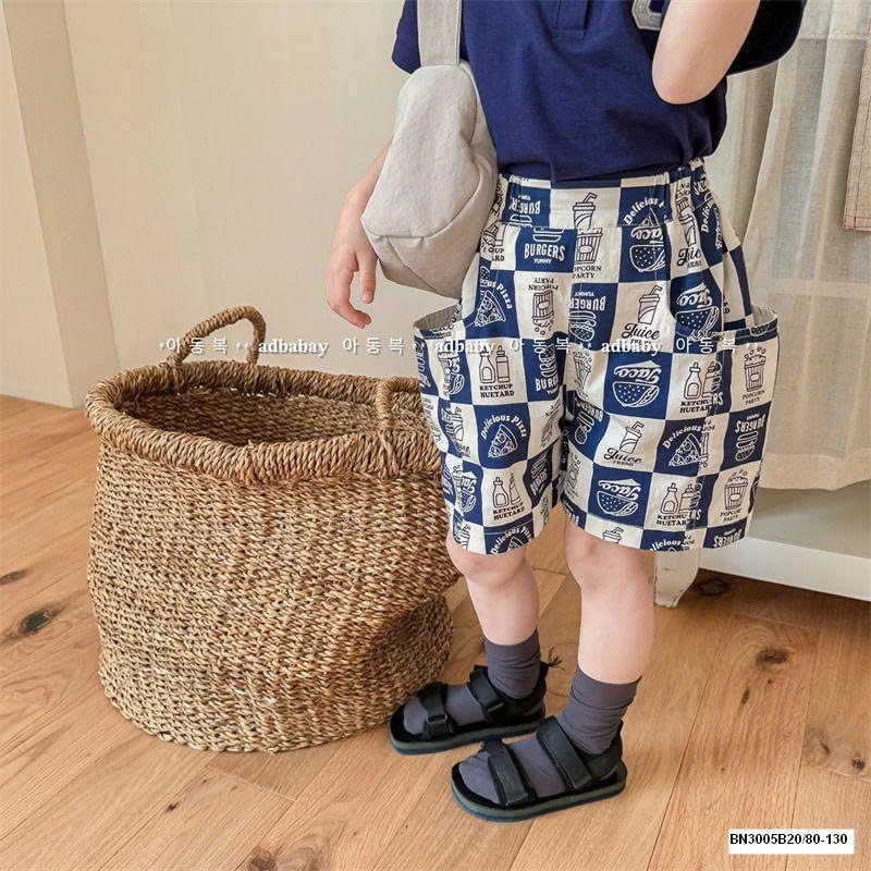 QUẦN SHORT CARO IN HÌNH ĐỒ ĂN NHANH