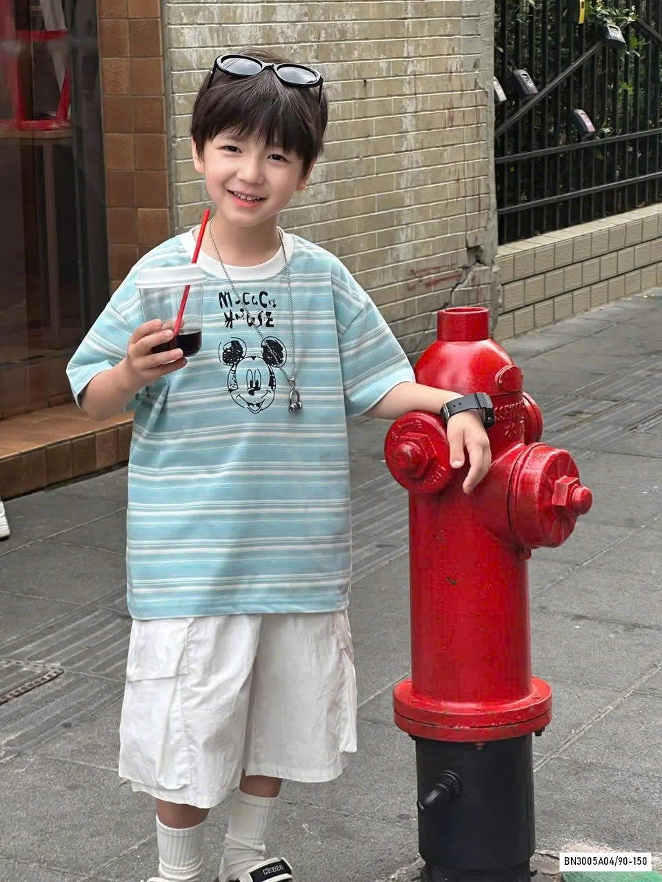 ÁO MICKEY KẺ XANH AOAOKIDS