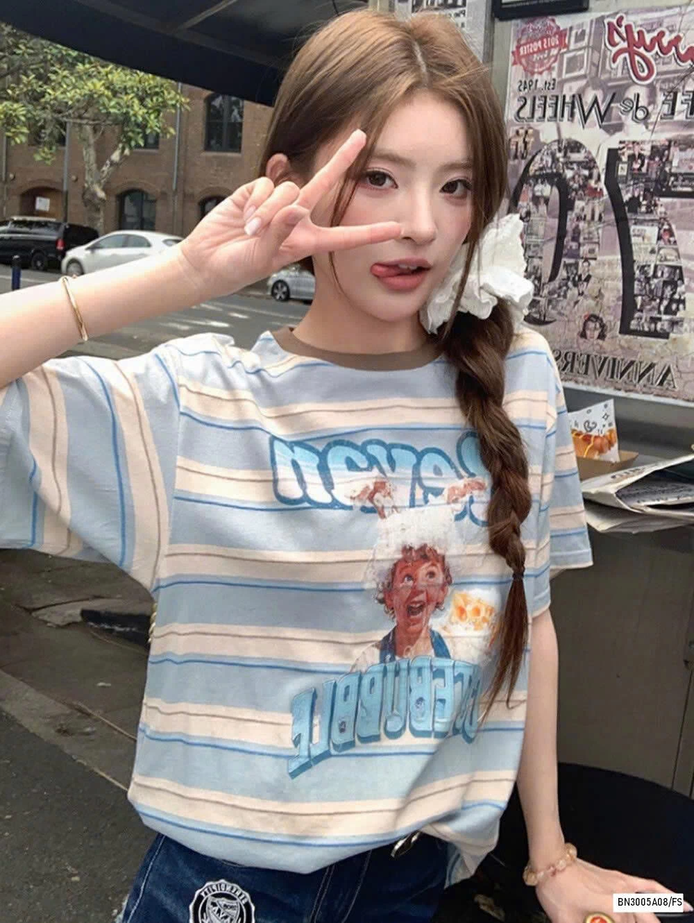 ÁO THUN KẺ XANH IN HÌNH WG.WE