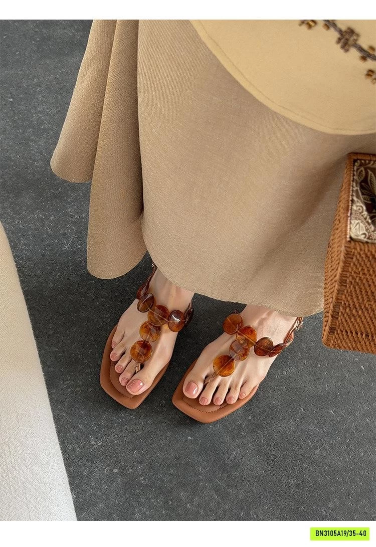 SANDAL XỎ NGÓN QUAI ĐÁ TRÒN