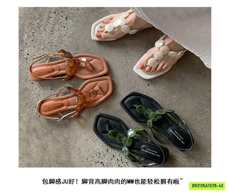 SANDAL XỎ NGÓN QUAI ĐÁ TRÒN