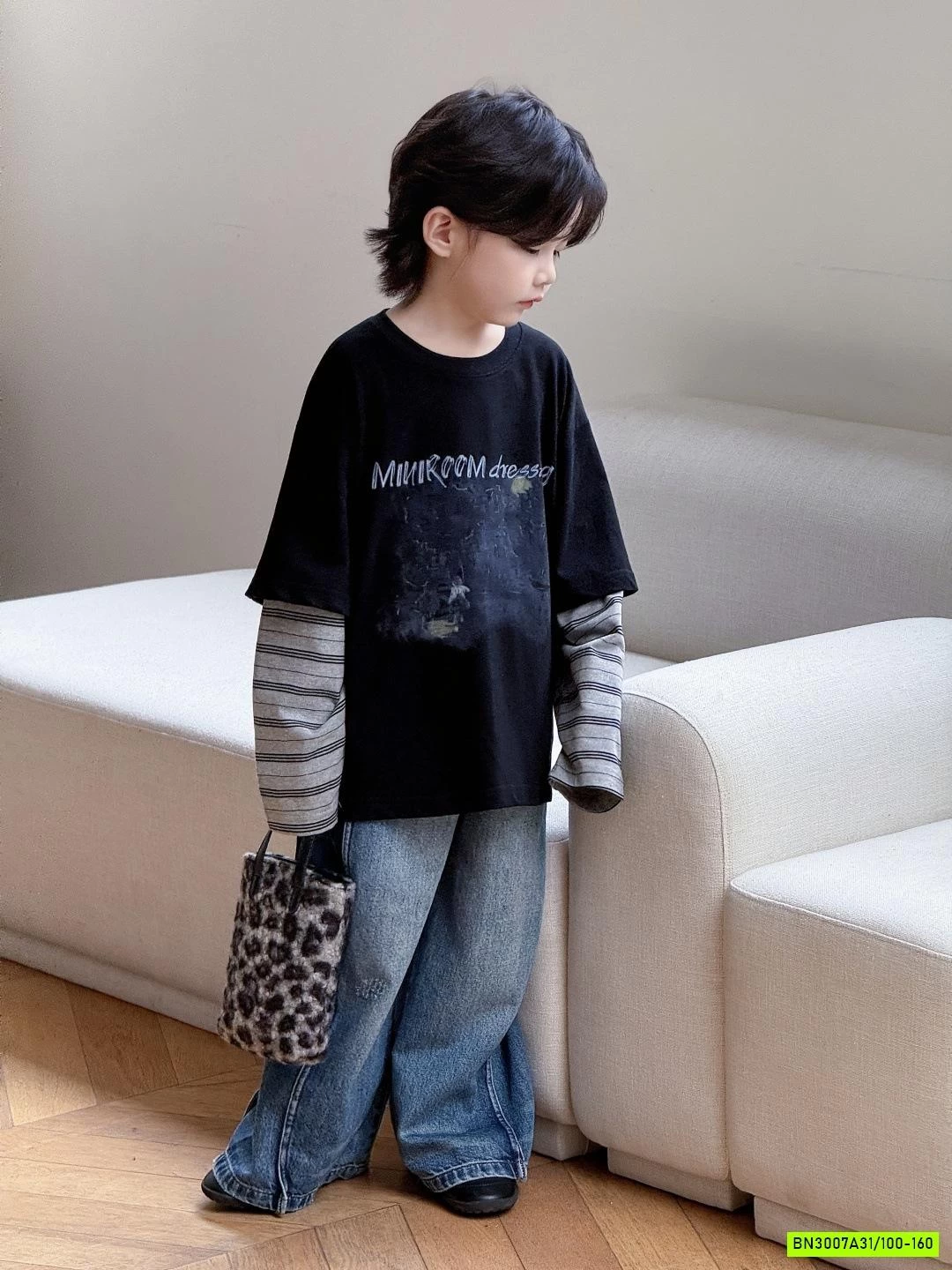 ÁO THUN GIẢ 2 LỚP PHỐI TAY KẺ