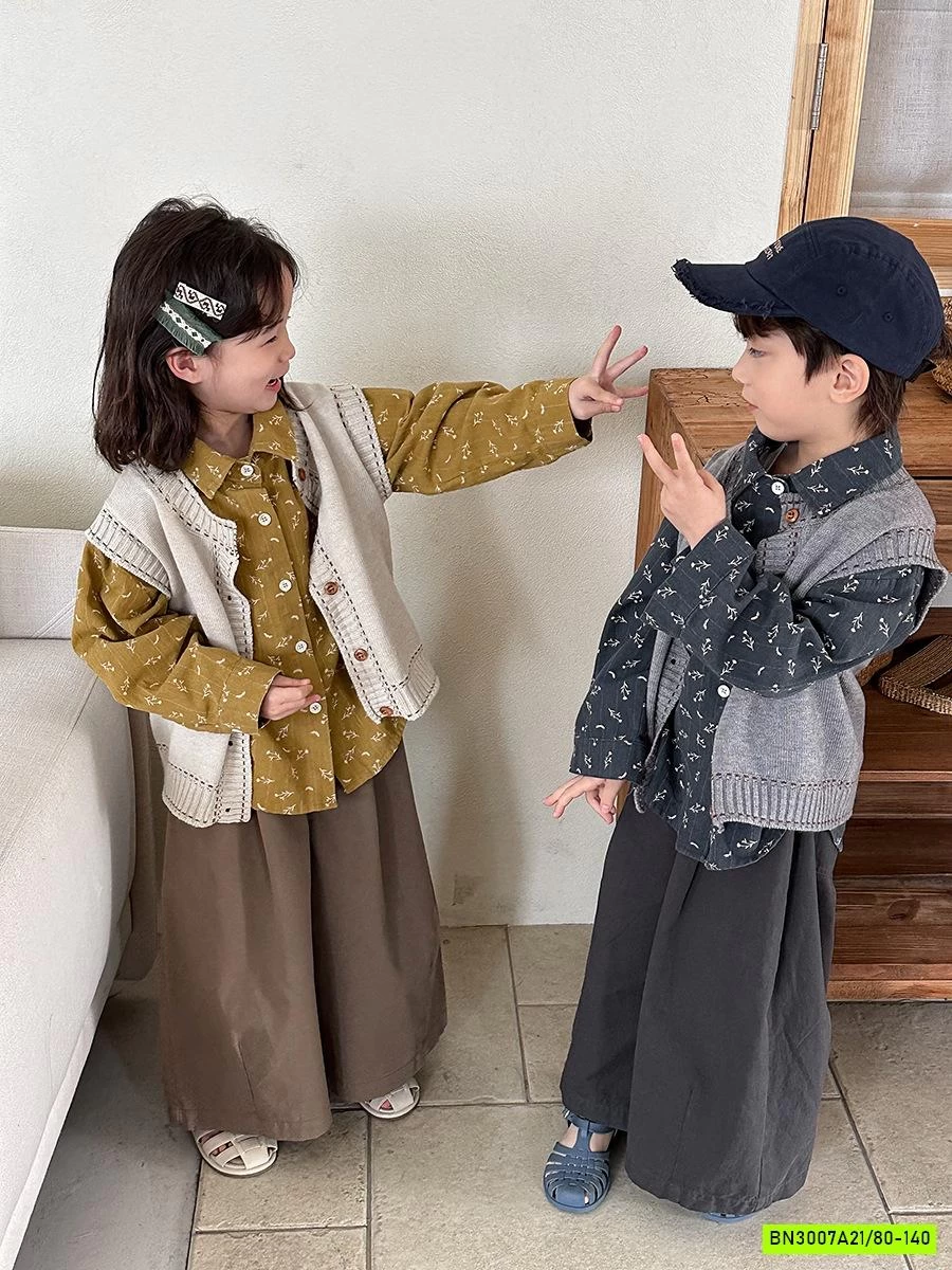 SƠ MI HOA NHÍ ĐUÔI TÔM VINTAGE