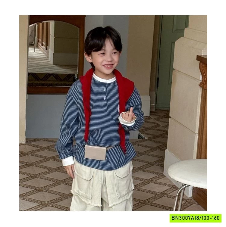 ÁO NỈ XANH KẺ CỔ TRỤ