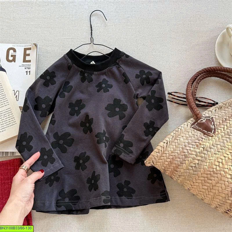 ÁO THUN DÁNG DÀI HỌA TIẾT HOA ADBABY