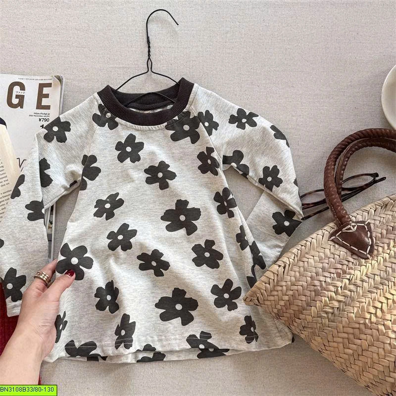 ÁO THUN DÁNG DÀI HỌA TIẾT HOA ADBABY