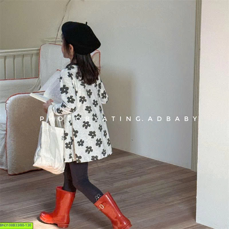 ÁO THUN DÁNG DÀI HỌA TIẾT HOA ADBABY